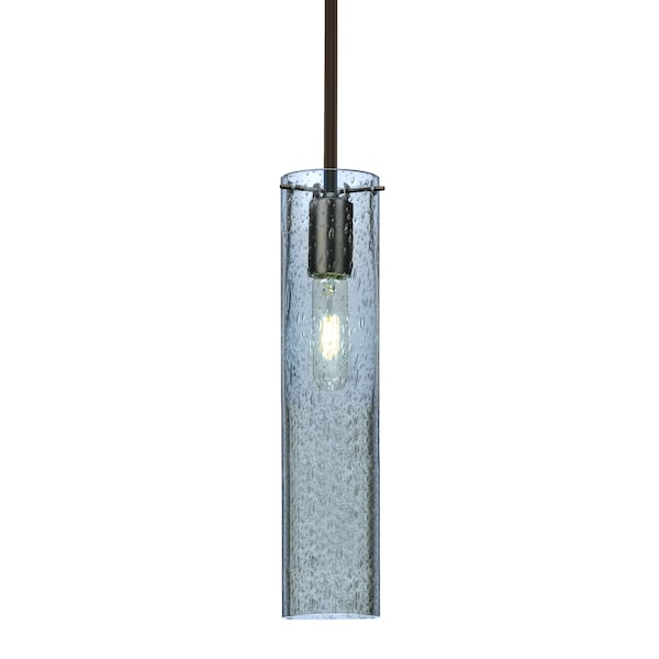 Besa Lighting Juni 16 Stem Pendant, Blue Bubble, Bronze, 1x60W Incandescent 1TT-JUNI16BL-BR - main
